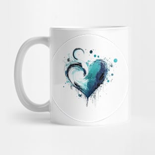 Love heart painting, Minimalist Blue Digital abstract art Mug